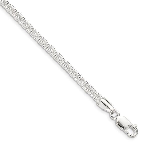 3.7mm Sterling Silver Solid Round Spiga Chain Necklace 28 Inch